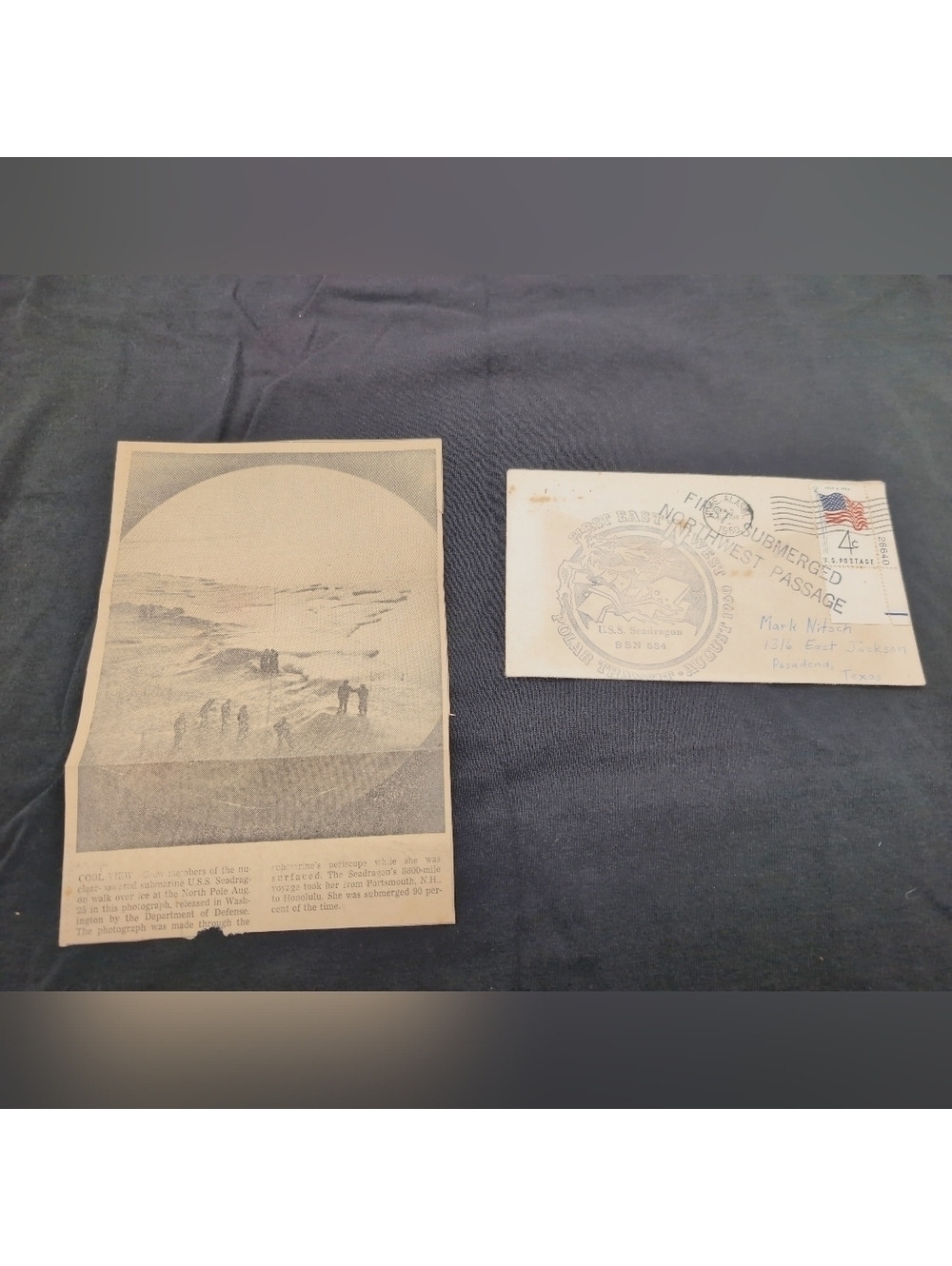 1960 Alaska First Submerged North West Passage Commerative Envelope W News Clip